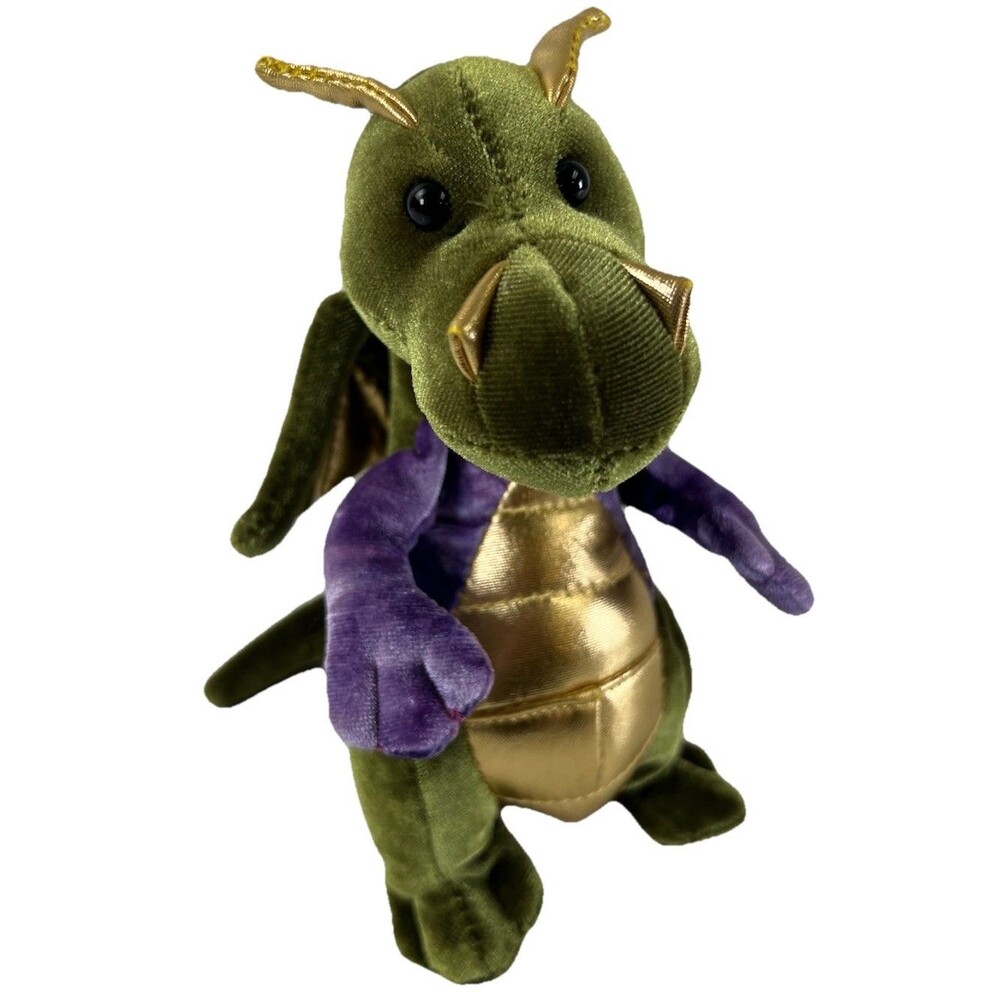Douglas Cuddle Toys Dragon Plush Stuffed Animal Toy 6” Green Purple Winged Gift